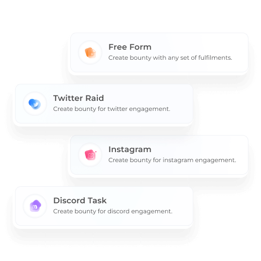 Launch bounties in the form of free form, twitter raid, Instagram, or discord task using Metasky Studio
